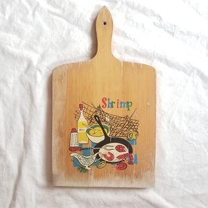 Wooden Cutting Board With Cajun Style Shrimp Painting
